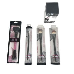 London SOHO New York Makeup Brush Lot + Brush Cube Holder NEW Sealed